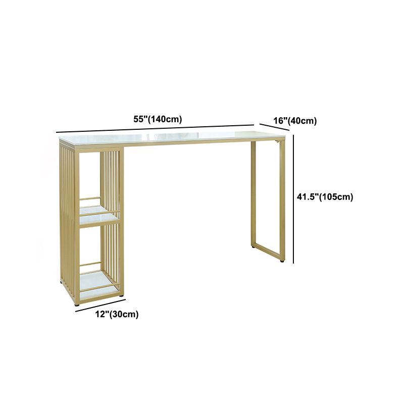 Stone Bar Dining Table Glam Rectangle Kitchen Bar Table with Double Pedestal