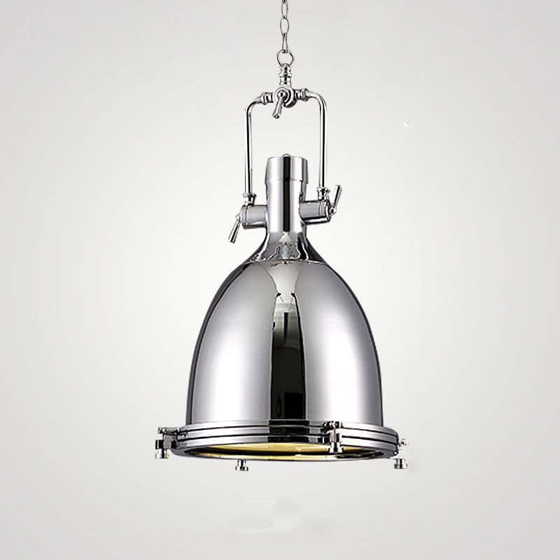 1 Light Dome Pendant Lighting Industrial Metallic Pendant Ceiling Lights for Restaurant