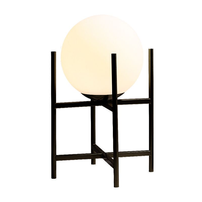 1 Head Study Desk Lamp Modernism Black/Gold Reading Book Light with Sphere Opal Glass Shade