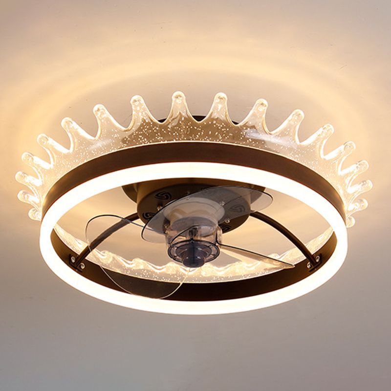 Modern Concise LED Ceiling Fan Light Iron Circular Ceiling Fans with Acrylic Shade