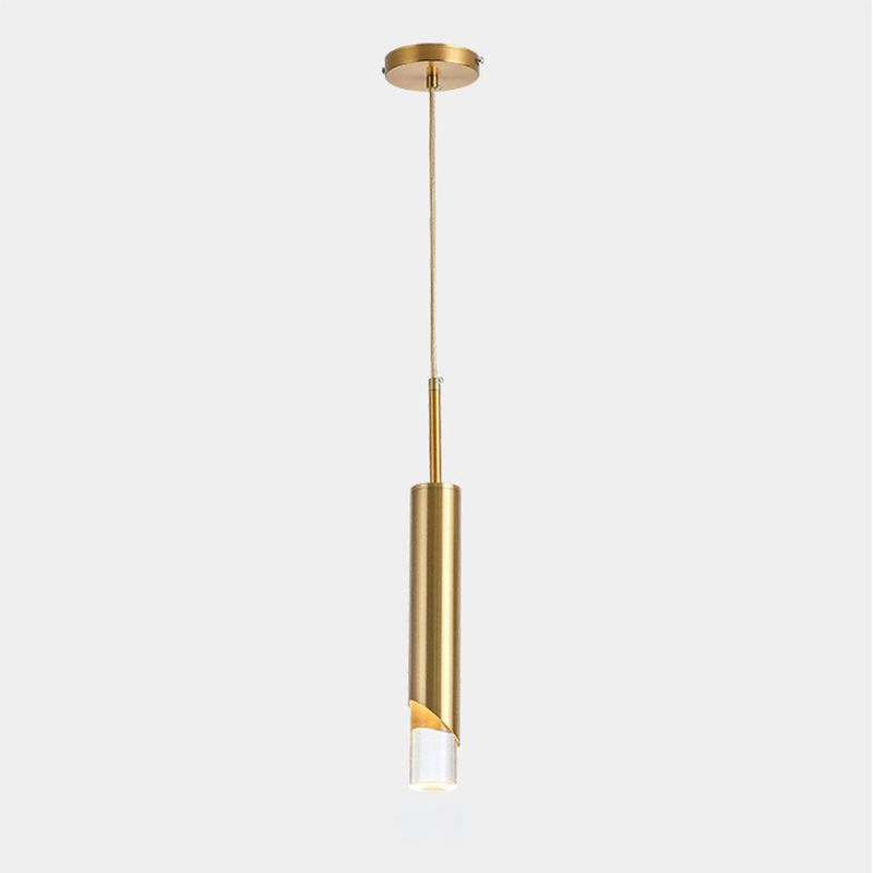 LED cylindrique 1-Light Light Light in Modern Luxury Style Prendant Fon Pendant avec une teinte acrylique claire