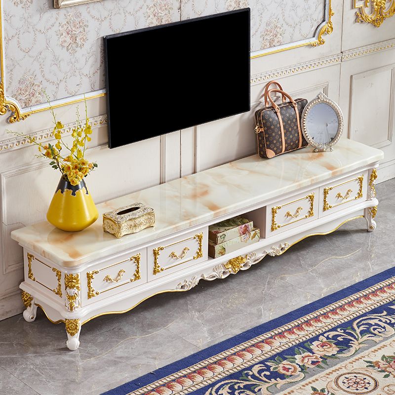 Glam TV Media Stand Open Storage TV Media Console with Drawers