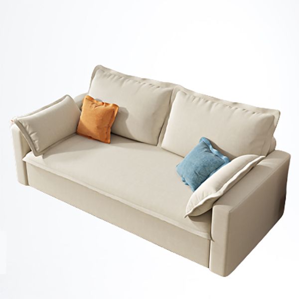 Contemporary Square Arm Bed Sofa Couch with Storage in Beige