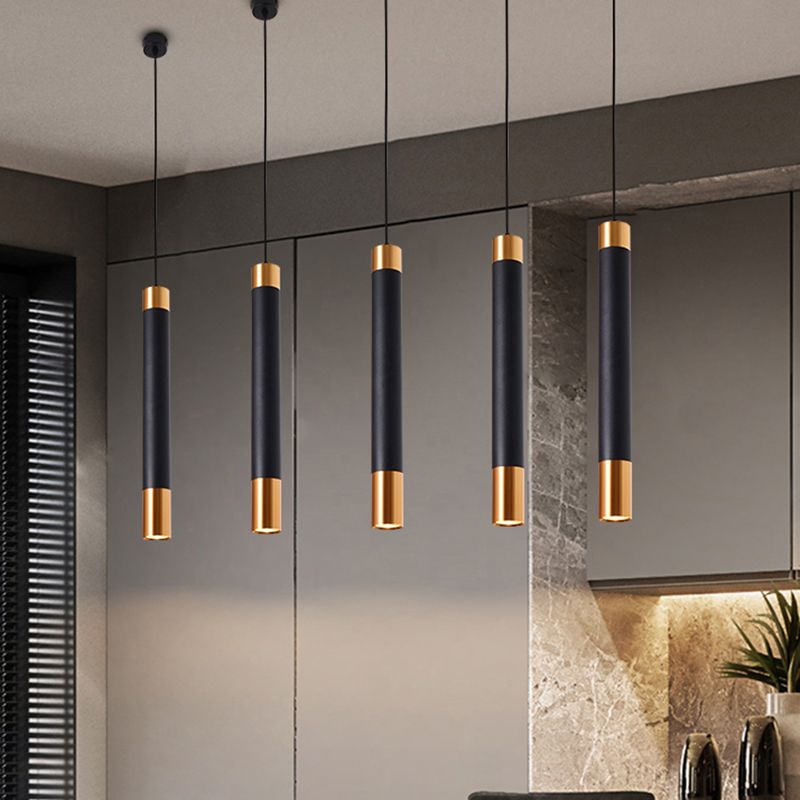 Modern Style Aluminum Pendant Light Cylinder Shape Hanging Pendant for Bedroom