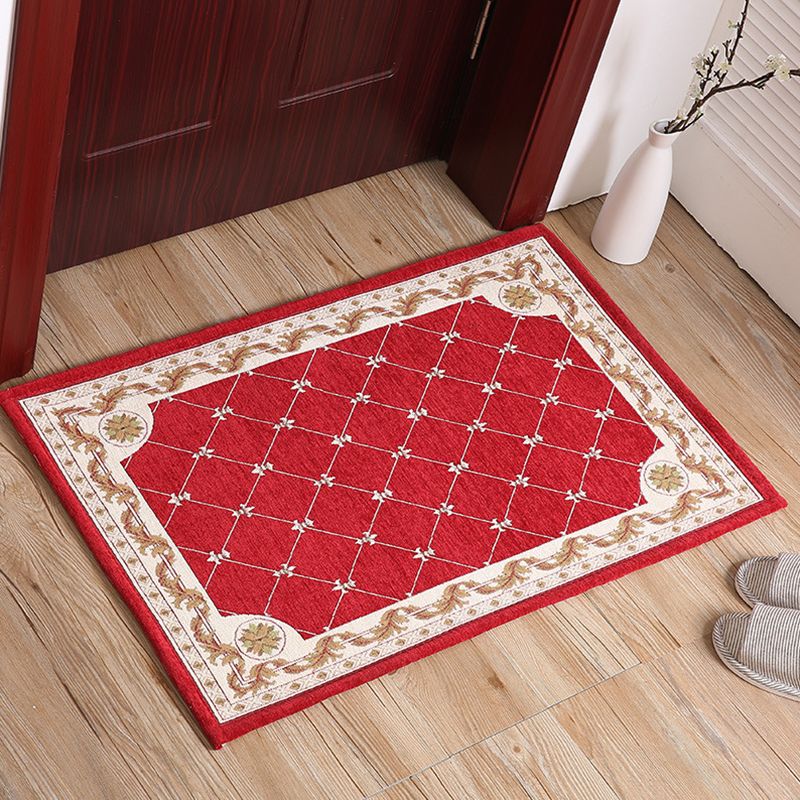 Retro Geometric Patterned Rug Multi Colored Polyster Indoor Rug Non-Slip Pet Friendly Easy Care Area Carpet for Home