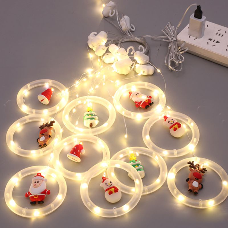 10-Head Living Room Christmas Lamp Decorative LED String Light with Plastic Shade