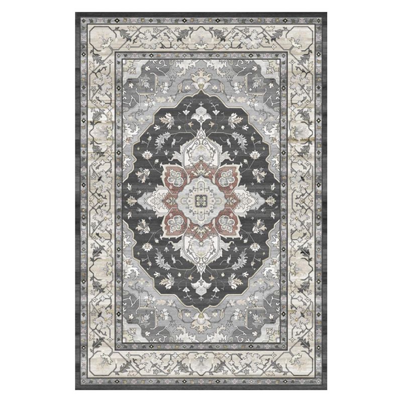 Traditional Living Room Carpet Antique Pattern Polyester Area Rug Stain Resistant Area Rug