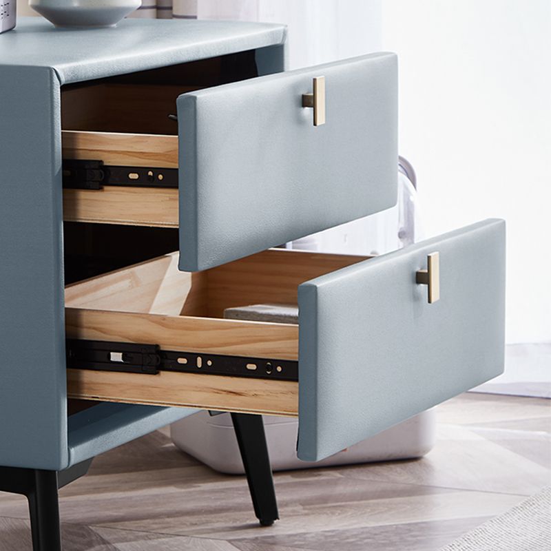 Modern Style with Two Drawers and a Choice of Color Leather Nightstand