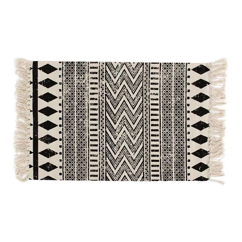 Washable Area Rug Ameicana Print Indoor Rug Cotton Blend Area Carpet with Fringe