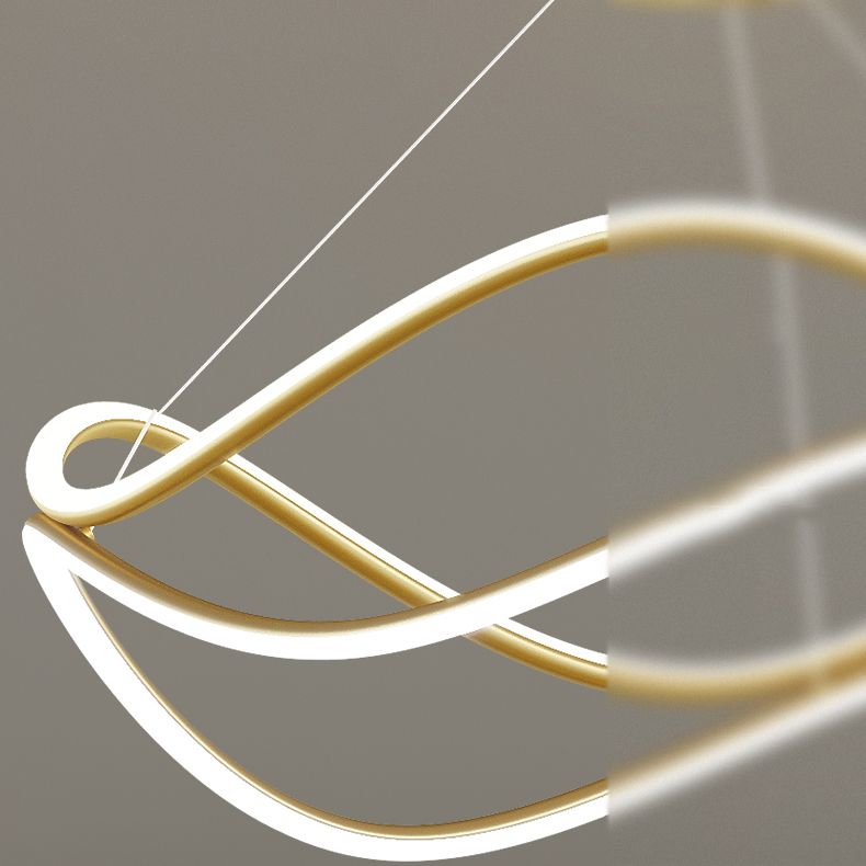 Twist ombre le luci del lampadario in metallo moderno moderno 2- LIGHTER FIGLITTI IN GOLD