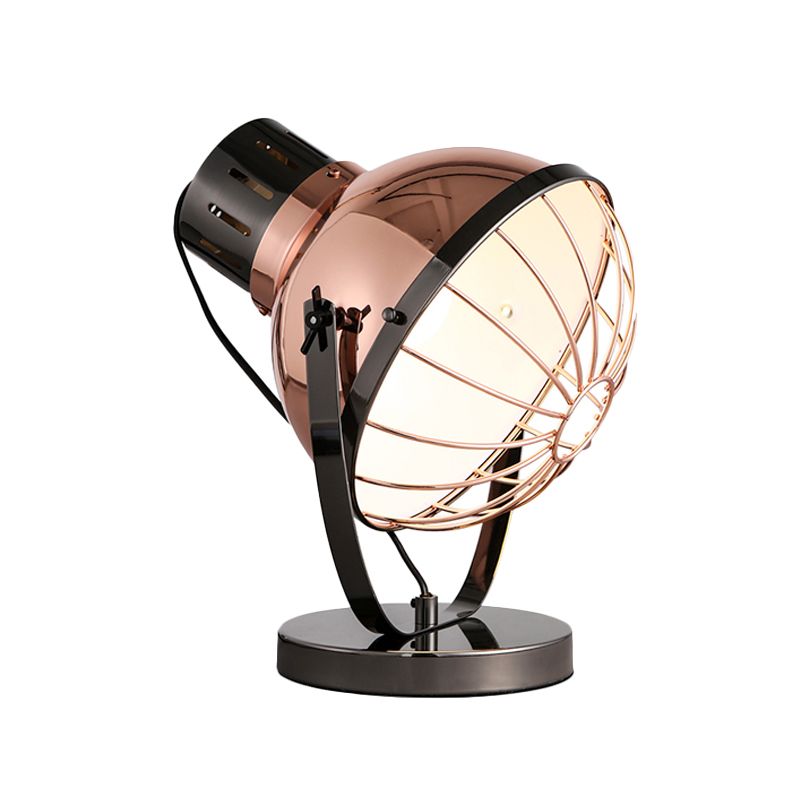 Rose Gold Bowl Night Lamp Factory Iron 1-Bulb Schlafzimmer Nachttisch Beleuchtung mit Drahtschutz