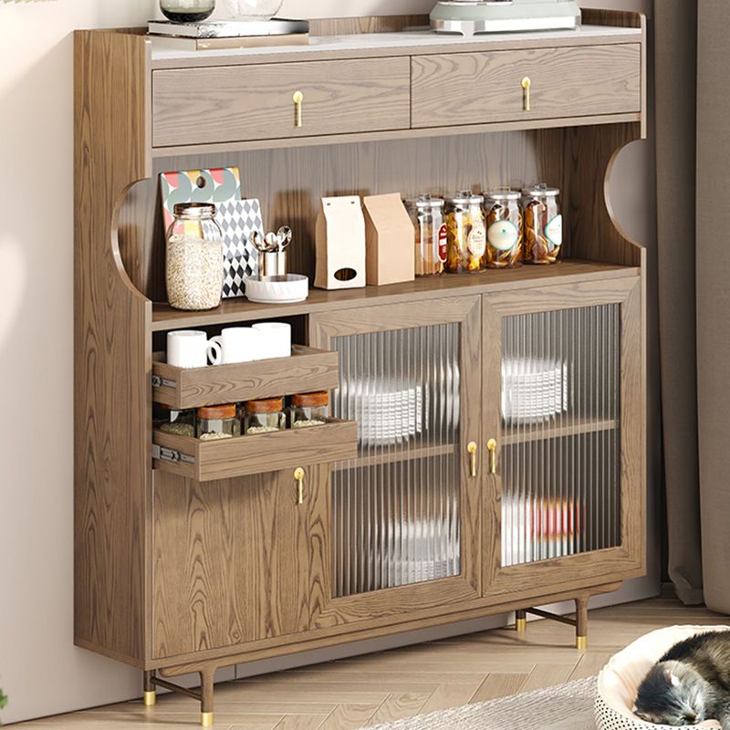 Contemporary Glass Doors Dining Hutch Ash Storage Cabinet for Dining Room