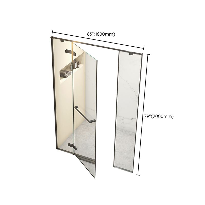 Hinged Stainless Steel Semi Frameless Shower Screen Black Narrow Edge Shower Door