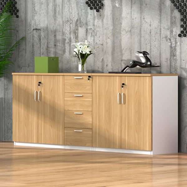 Nordic Style File Cabinets Solid Wood Horizontal File Cabinet with Key Lock