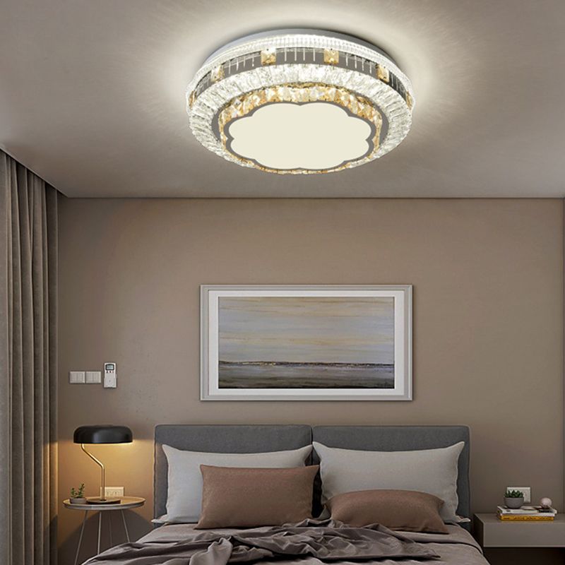 Crystal Round LED Ceiling Lamp Modern Style Flush Mount Light for Bedroom