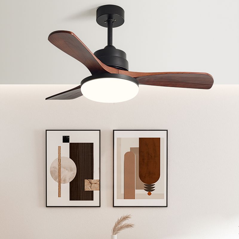 Nordic Style LED Ceiling Fan 3-Blade Fan Lighting with Wood for Dining Room