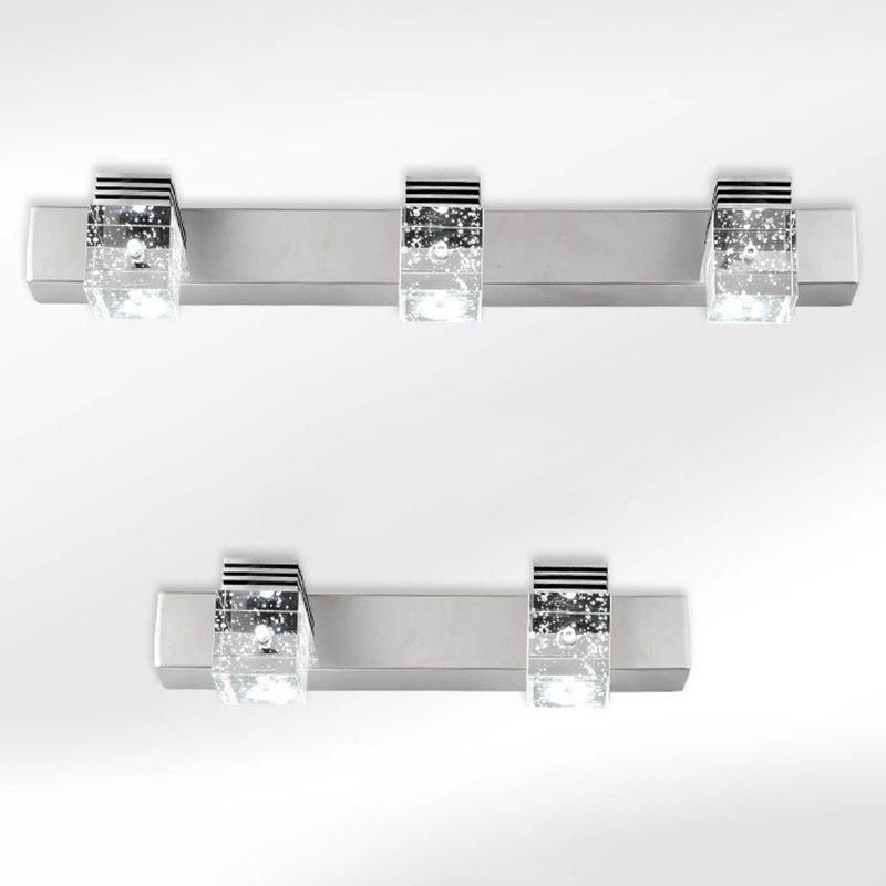 Square Crystal Wall Mounted Vanity Lights Modern Vanity Lighting Fixtures for Bathroom