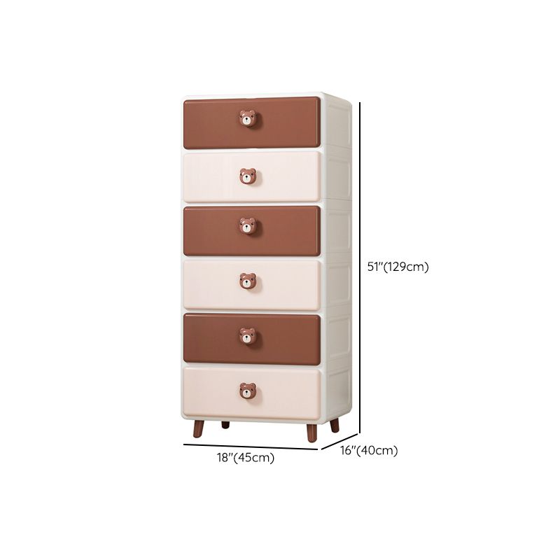 Northern European Vertical Kids Nightstand Pink/Brown Plastic Nursery Dresser for Room