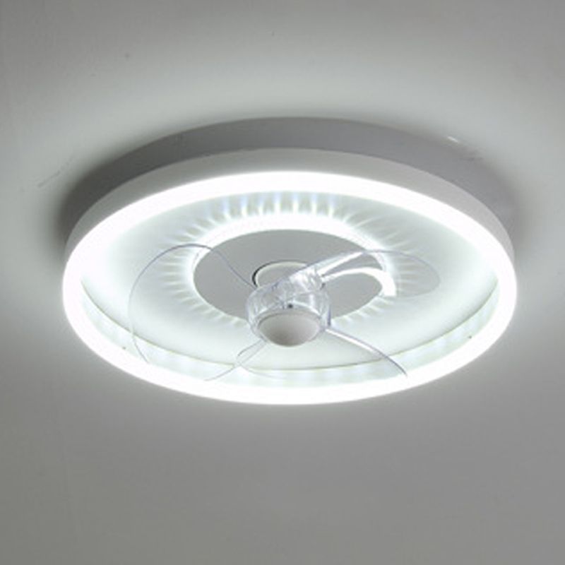 Modernism 2-Light White Ceiling Fan Lamp LED Metallic Ceiling Fan Light