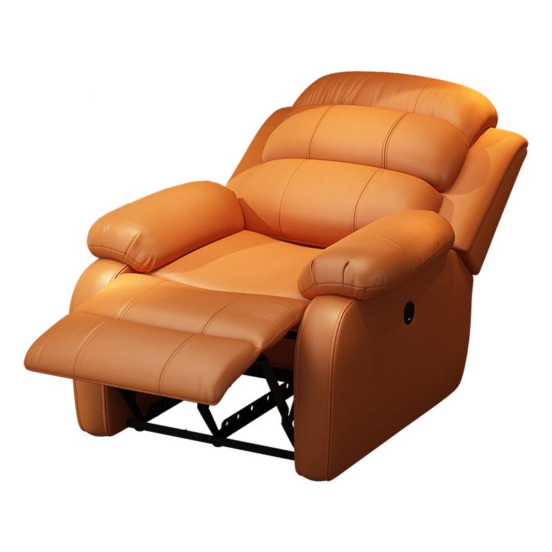 Solid Color Faux Leather Standard Recliner Metal Frame Recliner Chair