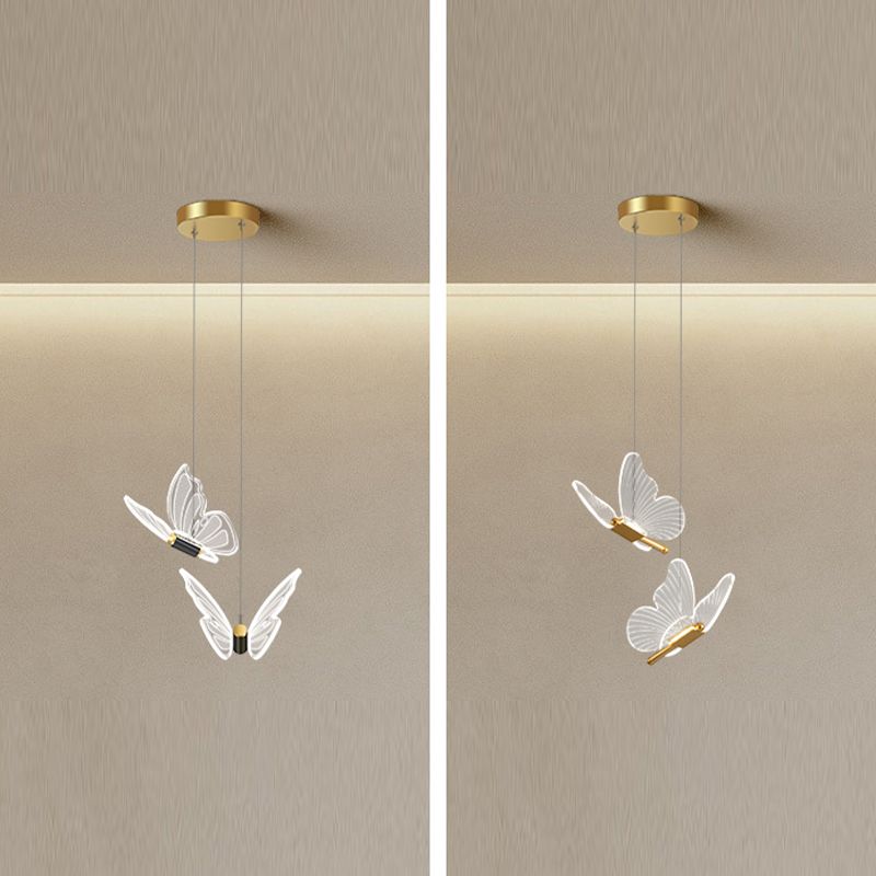 Butterfly Hanging Light Fixture Modern LED Pendant Lamp with Acrylic Shade for Bedroom