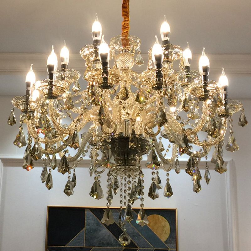 Lámpara de vidrio de cristal de lámpara de candelabro de velas para sala de estar para sala de estar