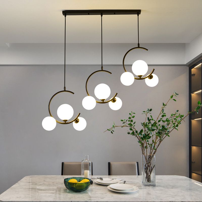 Glass Orbes Chandelier Pendant Modern Style Hanging Lightture pour salle à manger