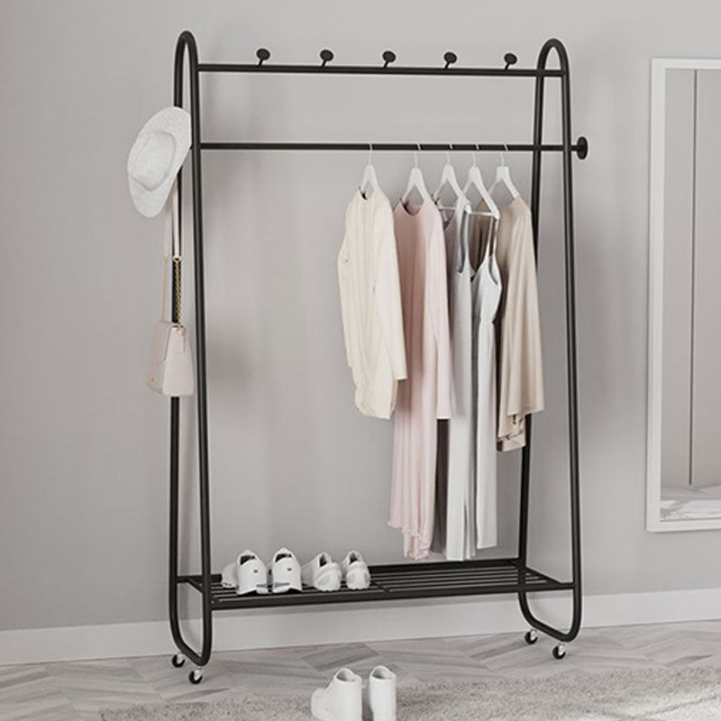 Modern Coat Rack Metal Storage Shelf Free Standing Hooks Coat Hanger