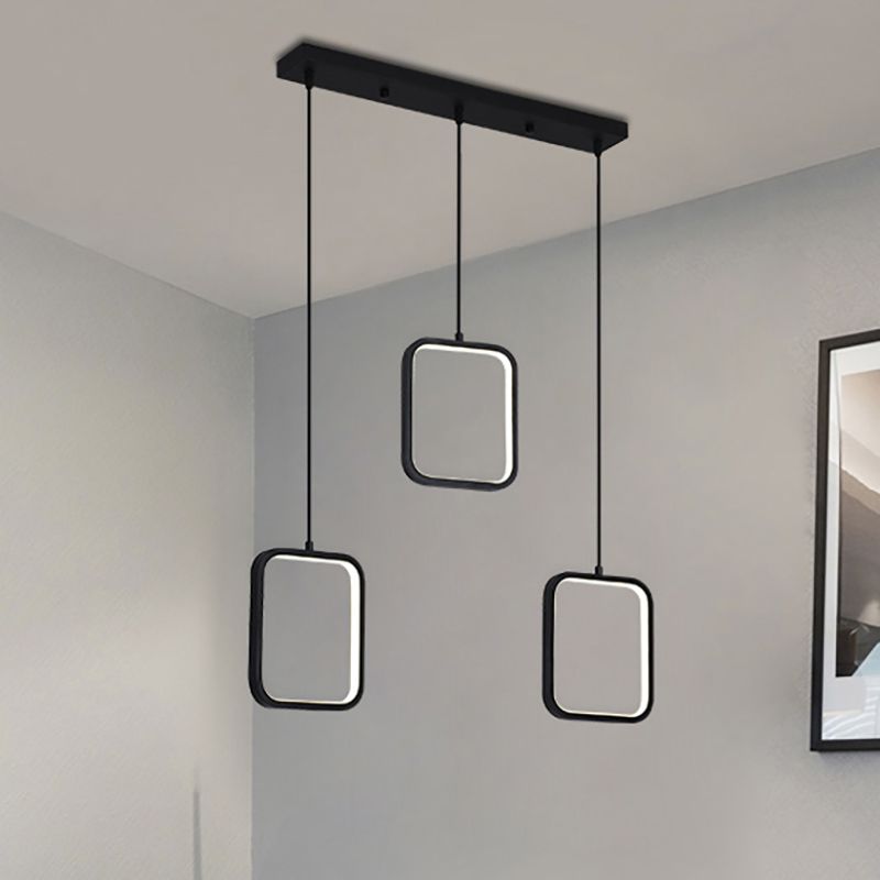 Pendentif carré noir / blanc Pendentif contemporain LED acrylique Éclairage de plafond dans la lumière chaude / blanche