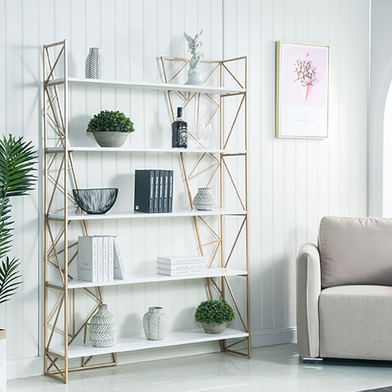 Metal White Bookcase Contemporary Open Back Shelf Bookcase for Bedroom