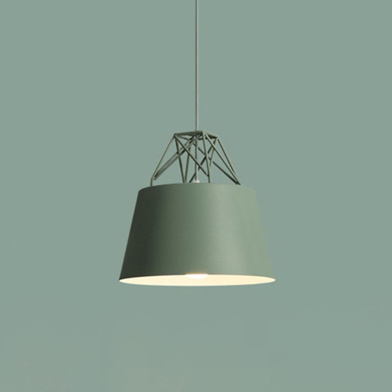 Macaron Tapered Pendant Lighting Fixture Metal Single-Bulb Cafe Ceiling Suspension Lamp