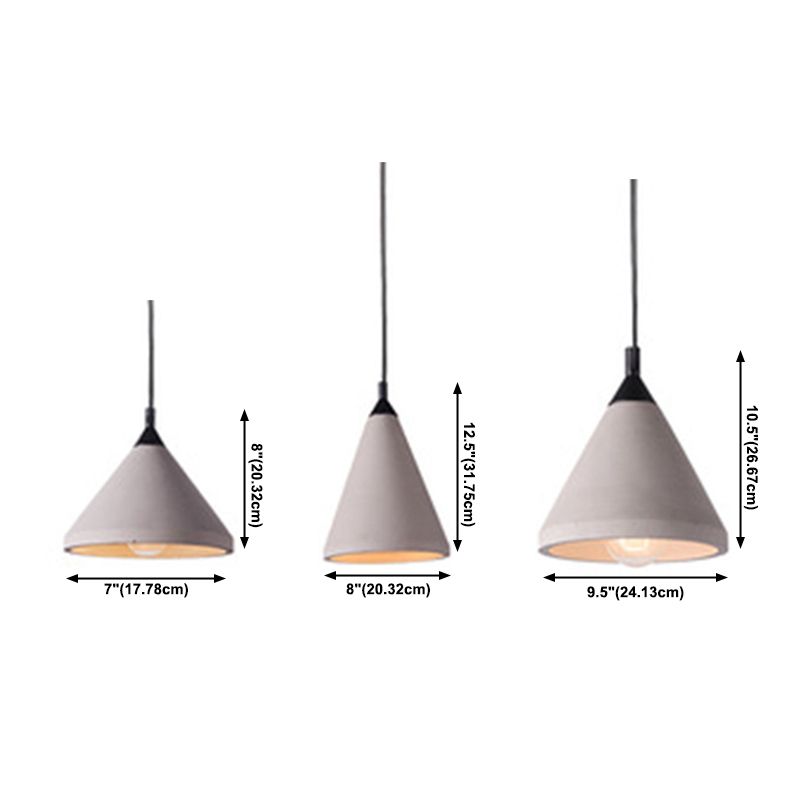 Conical Down Lighting Pendant Modern Style Cement 1 Light Hanging Light Fixtures in Grey