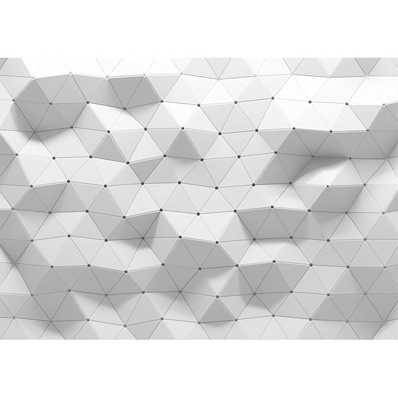 Full Mural Wallpaper Plain Grey 3D Geometries Customized Wall Decor, Personalized Size Available