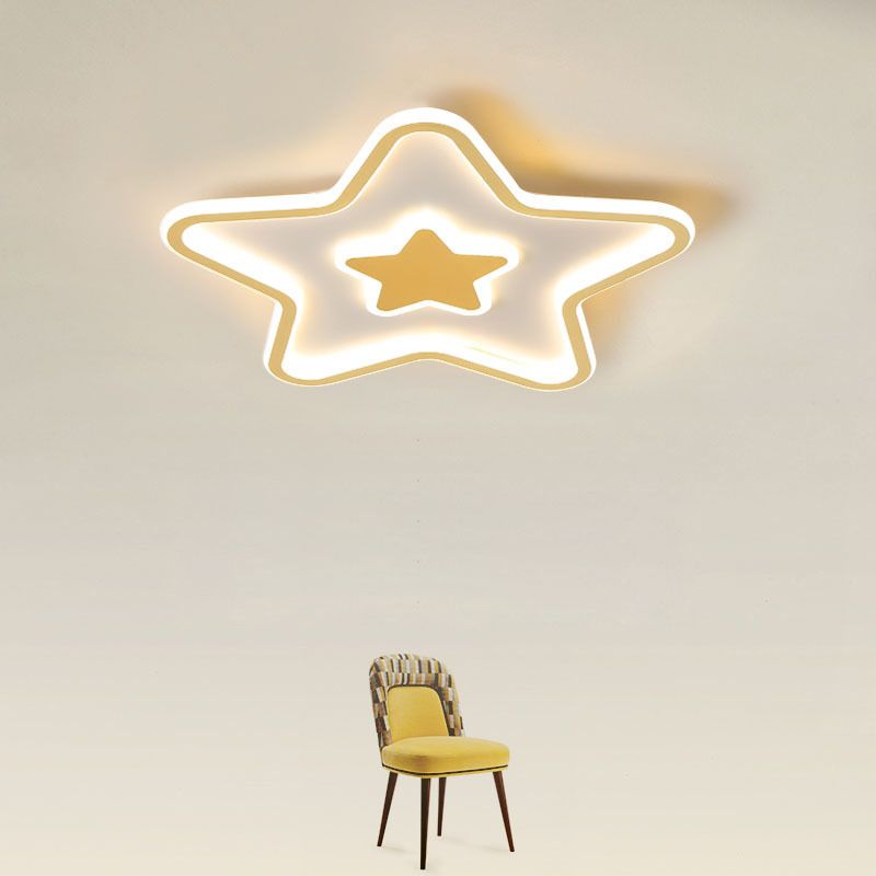 2-Light Golden Flush Mount Lighting LED Ceiling Light for Living Room