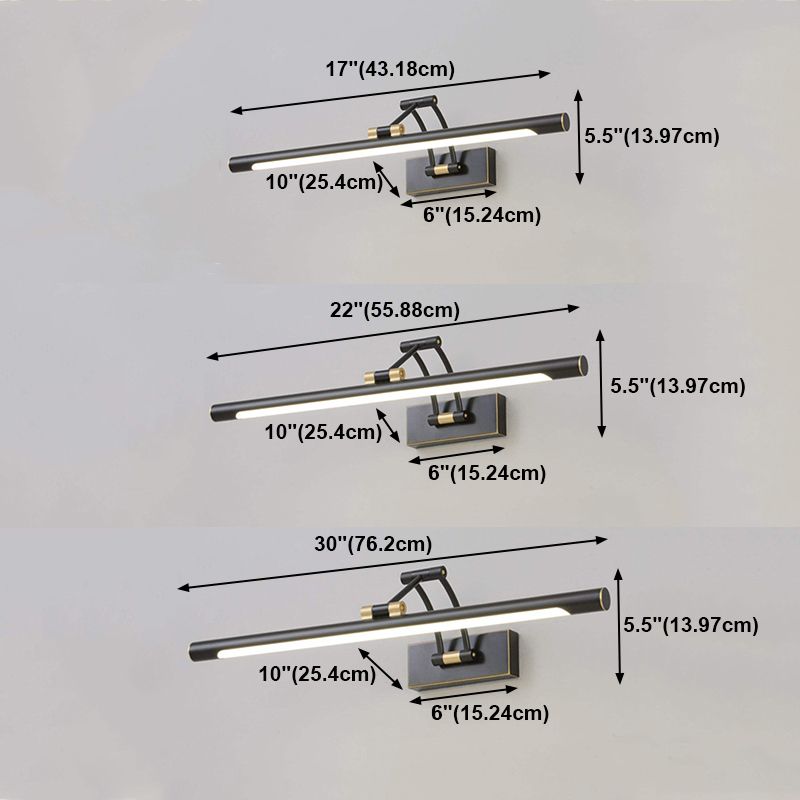 Forma lineal de metal mate de pared estilo moderno 1 luz de montaje en pared de espejo de luz