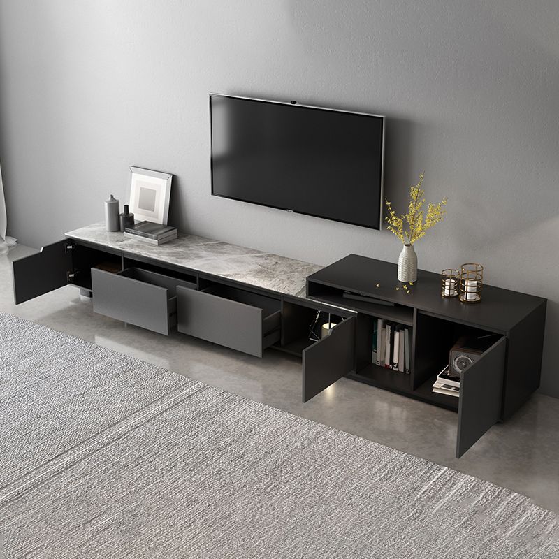 Gray TV Stand 71 / 92 - Inch Sliding Wood TV Console with Drawers