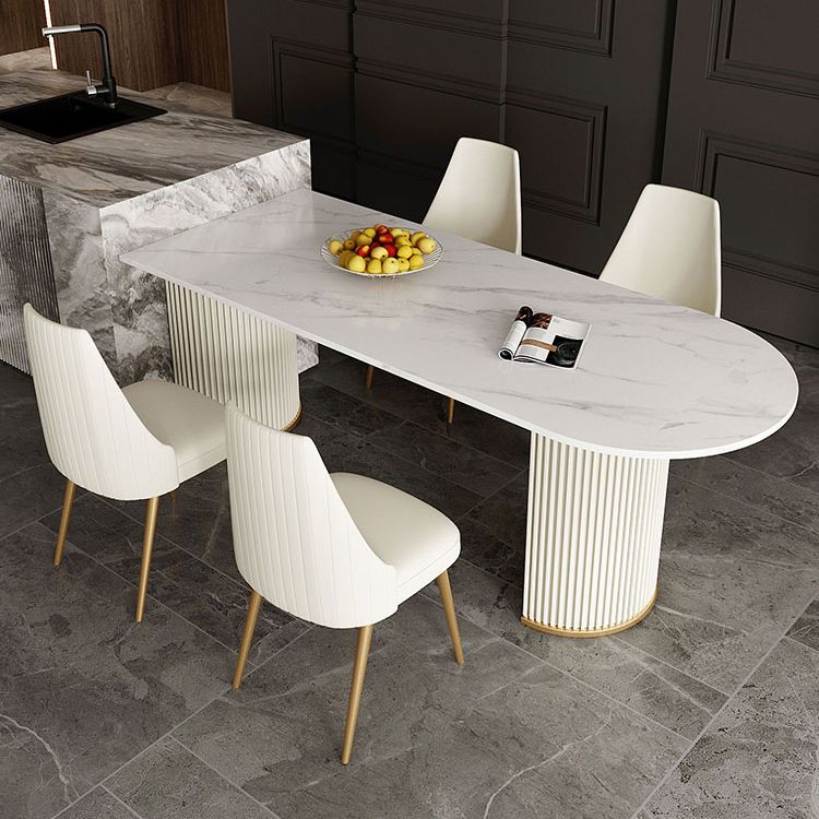 Traditional Luxury Dining Table White Sintered Stone Table for Kitchen