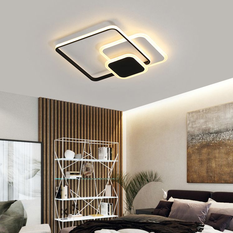 White / Black Contemporary Flush Mount Round / Square Cluster LED Metal Ceiling Flush