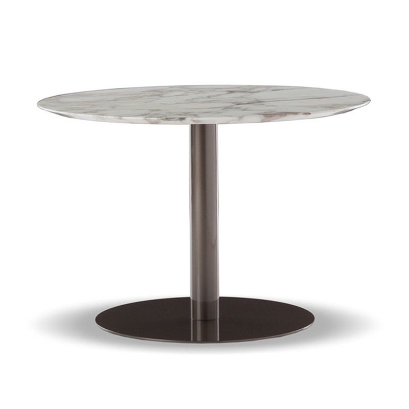 Metal Traditional Luxury Round Dining Table Sintered Stone Table with Pedestal Base