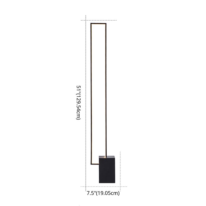 Minimalist Rectangular Floor Lighting Acrylic Sitting Room LED Standing Light in Black