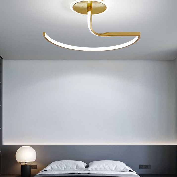 Linear Semi Flush Mount Light Modern Minimalist Metal LED Ceiling Flush Mount for Hallway