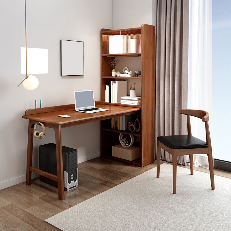 Modern Writing Desk with Storage and Cabinet Solid Wood Desk with Chair