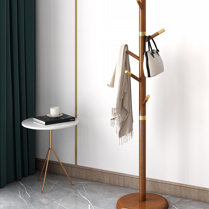 Contemporary Style Coat Hanger Solid Rubberwood Coat Rack for Living Room