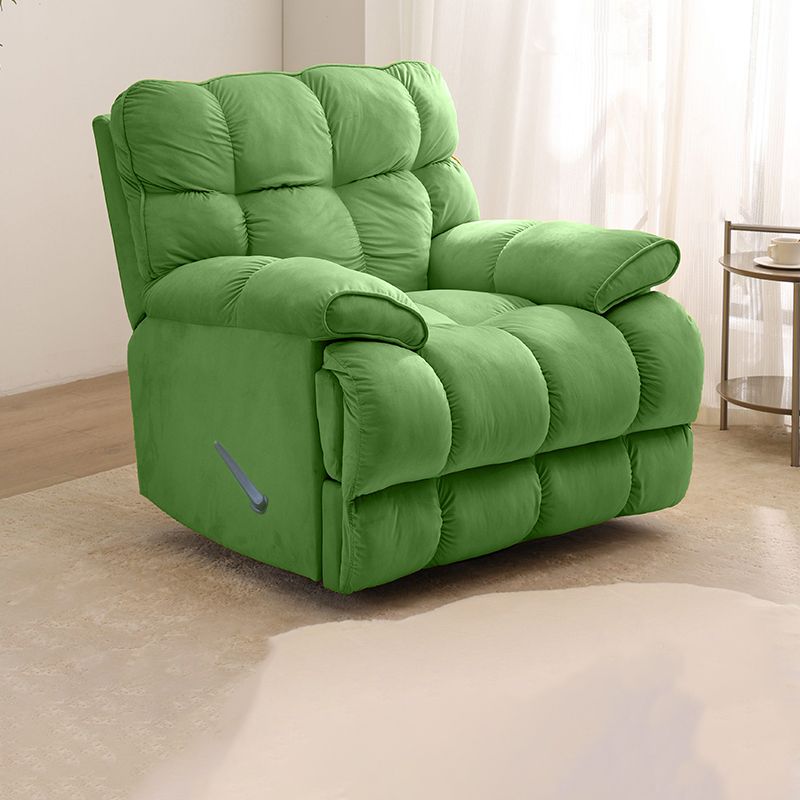 Metal Frame Swivel Rocker Standard Recliner Solid Color Velvet Recliner Chair