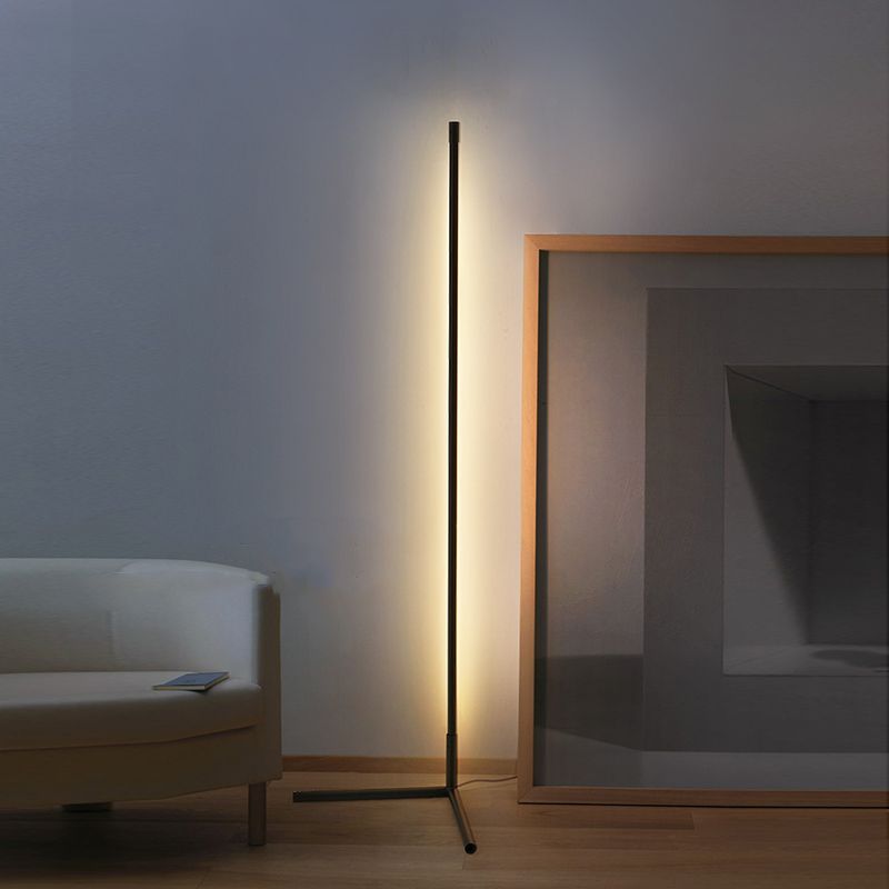 Metal Linear Shape Floor Light Modern 1 Light Floor Mounted Light