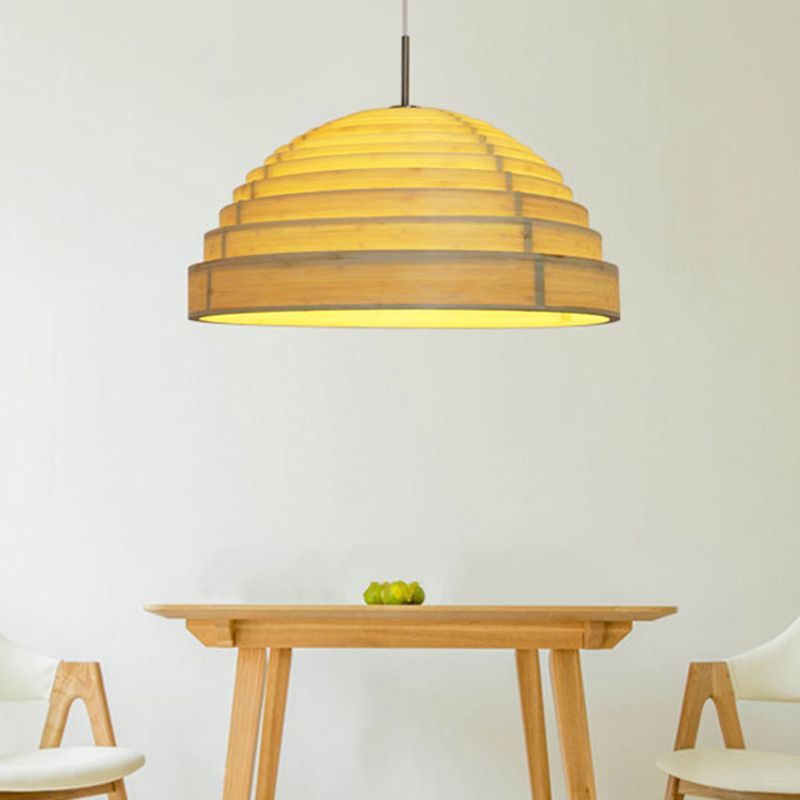 Domed Ceiling Pendant Light Modern 1 Light Beige Down Lighting for Dining Room