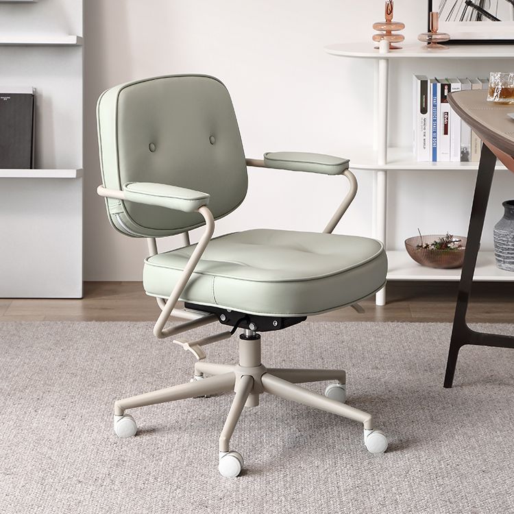 Contemporary Padded Arms Task Chair Leather Desk Chair for Office