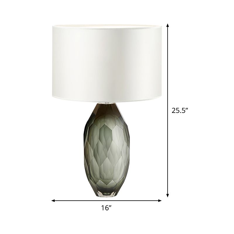 Straight Sided Shade Crystal Task Lamp Modernism Fabric 1 Head Desk Light in White