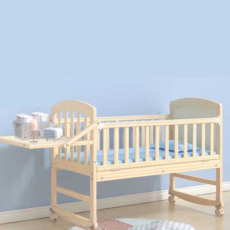 Wooden Modern Nursery Bed Animal Print Baby Crib with Wheels