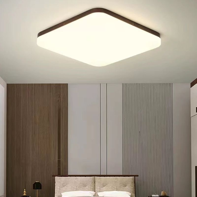 1-Light Ceiling Lighting Modern Wood Ceiling Mount Light Fixture in Brown